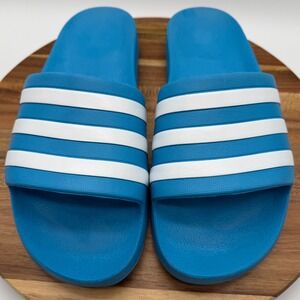Adidas Sandals MENS 11 WOMEN 12 Adilette Aqua Blue/White Stripes  0241